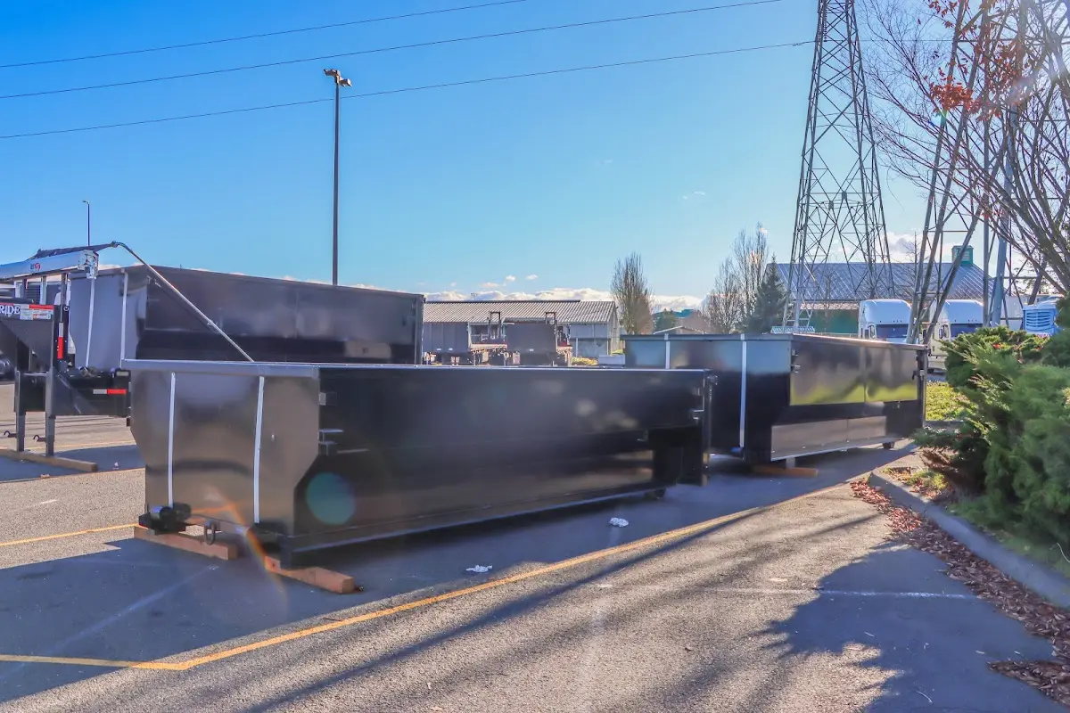 Roll-off dumpster ready for waste disposal at job site for Construction Dumpster Rental in West Athens